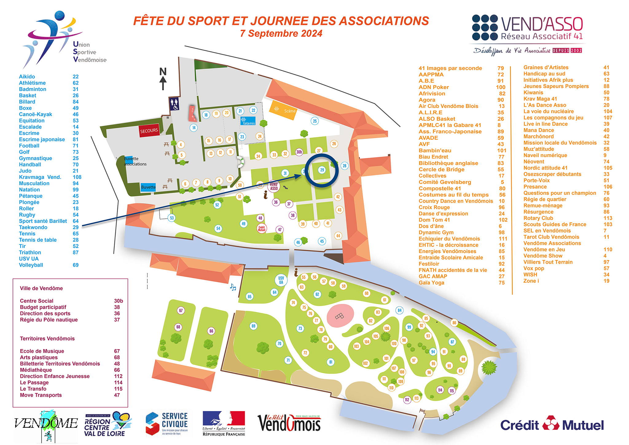 Plan des stands la Fête des Sports de Vendôme